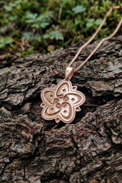 Vav'lı Papatya Model Gümüş Kolye Rose Rengi