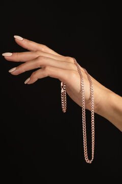Gurmet Model Gümüş Zincir 4,50 mm Genişlik 50 Cm - Rose Rengi