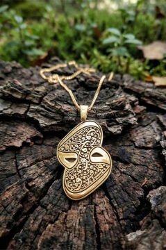 Çift Vav Model Gümüş Kolye Altın Rengi