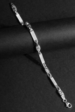 Taşlı Walter Model Gümüş 5,80 mm Genişlik Bileklik 17 Cm - Gümüş Rengi