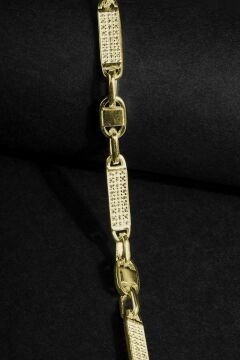 Taşlı Walter Model Gümüş 5,80 mm Genişlik Bileklik 18 Cm - Altın Rengi