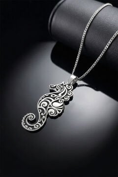 Deniz Atı Model Gümüş Unisex Kolye