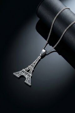 Eyfel Kulesi Model Gümüş Kolye