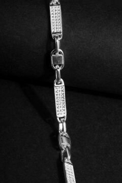 Taşlı Walter Model Gümüş 5,80 mm Genişlik Bileklik 19 Cm - Gümüş Rengi