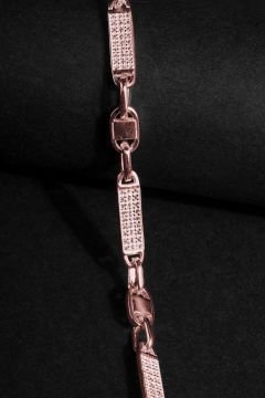 Taşlı Walter Model Gümüş 5,80 mm Genişlik Bileklik 19 Cm - Rose Rengi