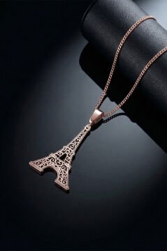 Eyfel Kulesi Model Gümüş Kolye Rose Rengi