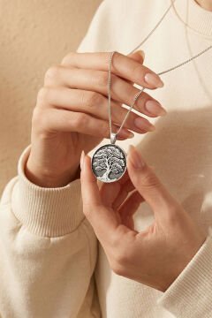 Hayat Ağacı Model Gümüş Unisex Kolye