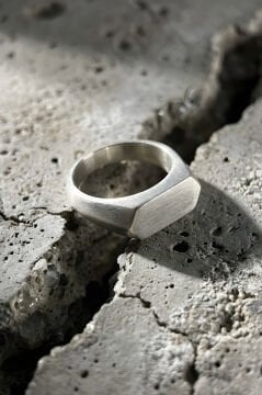 Yatay Altıgen Model Gümüş Erkek Şövalye Yüzüğü