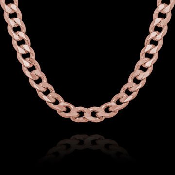Gurmet Model Gümüş Zincir 5,40 mm Genişlik 55 Cm - Rose Rengi
