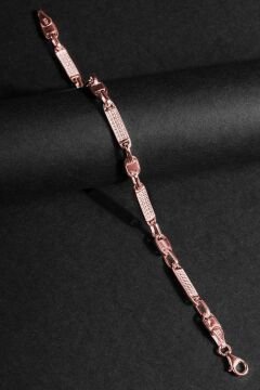 Taşlı Walter Model Gümüş 5,80 mm Genişlik Bileklik 21 Cm - Rose Rengi