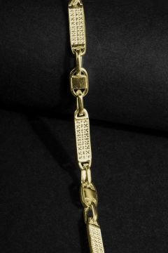Taşlı Walter Model Gümüş 5,80 mm Genişlik Bileklik 22 Cm - Altın Rengi