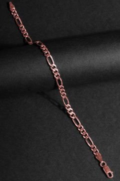 Figaro Model Gümüş 4,60 mm Genişlik Bileklik 18 Cm - Rose Rengi