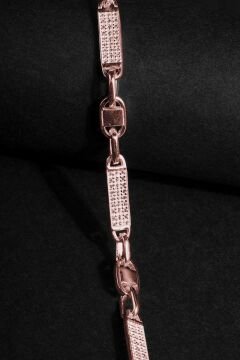 Taşlı Walter Model Gümüş 5,80 mm Genişlik Bileklik 22 Cm - Rose Rengi
