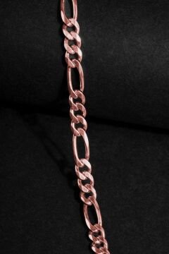 Figaro Model Gümüş 4,60 mm Genişlik Bileklik 19 Cm - Rose Rengi