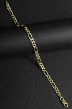 Figaro Model Gümüş 4,60 mm Genişlik Bileklik 20 Cm - Altın Rengi