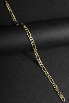 Figaro Model Gümüş 4,60 mm Genişlik Bileklik 21 Cm - Altın Rengi