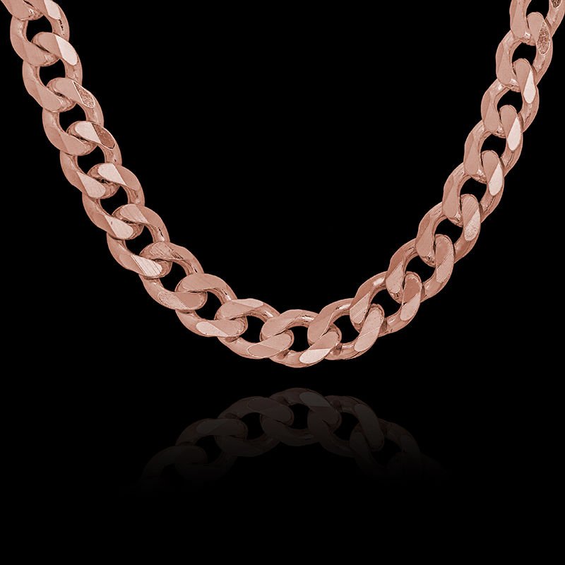 Gurmet Model Gümüş Zincir 6,10 mm Genişlik 60 Cm - Rose Rengi