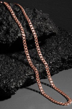 Gurmet Model Gümüş Zincir 6,10 mm Genişlik 65 Cm - Rose Rengi