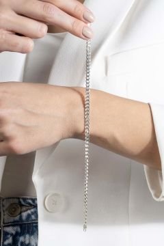 Gurmet Model Gümüş 4,50 mm Genişlik Bileklik