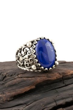 Lapis Lazuli Taşlı El İşi Gümüş Yüzük
