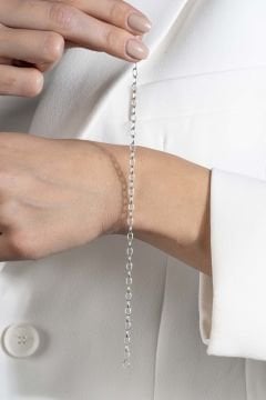 Oval Doch Model Gümüş 3,35 mm Genişlik Bileklik