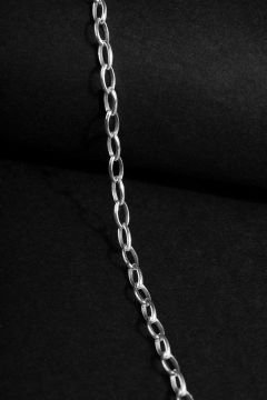 Oval Doch Model Gümüş 3,35 mm Genişlik Bileklik 16 Cm - Gümüş Rengi