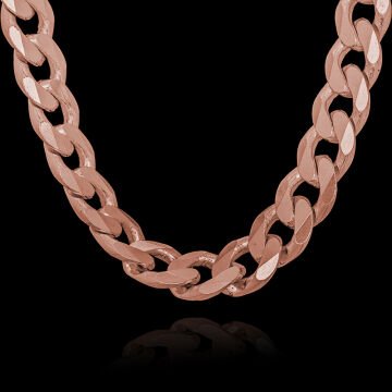 Gurmet Model Gümüş Zincir 7,40 mm Genişlik 55 Cm - Rose Rengi