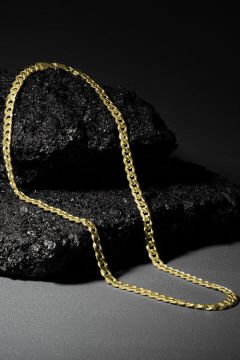 Gurmet Model Gümüş Zincir 7,40 mm Genişlik 60 Cm - Altın Rengi