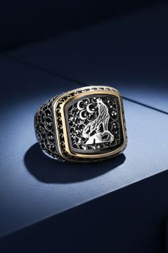 Sarmaşık Desenli Bozkurt Model Taşsız Gümüş Yüzük