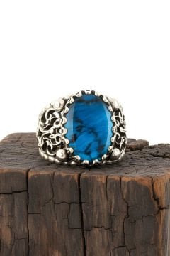 Okyanus Sedefi Taşlı El İşi Gümüş Yüzük