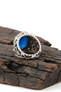 Okyanus Sedefi Taşlı El İşi Gümüş Yüzük