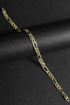 Figaro Model Gümüş 5,40 mm Genişlik Bileklik 19 Cm - Altın Rengi