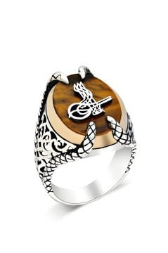 Pençe Model Kaplangözü Taşı Üzerine Tuğra Yüzük