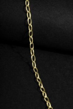 Oval Doch Model Gümüş 3,35 mm Genişlik Bileklik 22 Cm - Altın Rengi