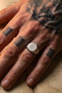 Yuvarlak Model Mat Gümüş Erkek Şövalye Yüzüğü