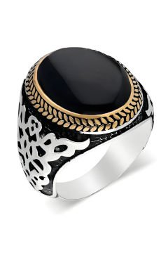 Oniks Taşlı Gümüş Erkek Yüzük
