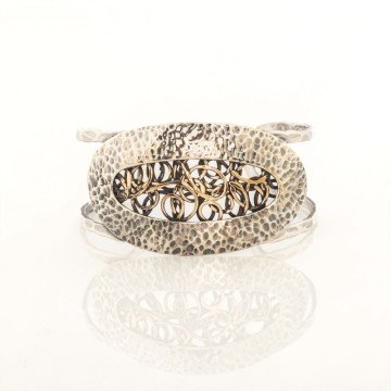 Büyük Boy Tel Karmaşa El İşi Gümüş Bileklik