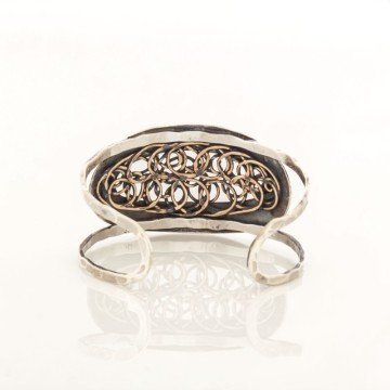 Büyük Boy Tel Karmaşa El İşi Gümüş Bileklik