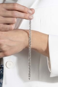 Gurmet Model Gümüş 5,40 mm Genişlik Bileklik