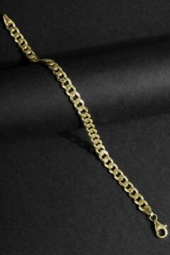 Gurmet Model Gümüş 5,40 mm Genişlik Bileklik 16 Cm - Altın Rengi