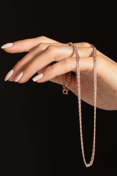 Kaplangözü Model Gümüş Zincir 3,30 mm Genişlik 50 Cm - Rose Rengi