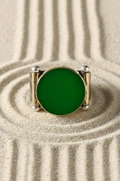 Yeşil Akik Taşlı Atılgan Model Gümüş Yüzük