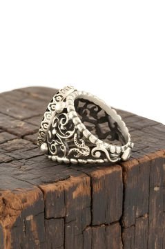 Oniks Taşlı El İşi Gümüş Yüzük