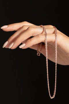 Kaplangözü Model Gümüş Zincir 3,30 mm Genişlik 55 Cm - Rose Rengi