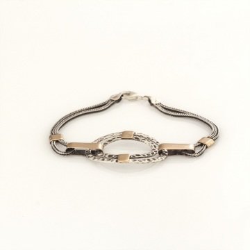 Halkalı Model El İşi Gümüş Bileklik