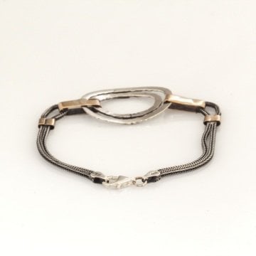 Halkalı Model El İşi Gümüş Bileklik