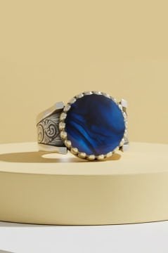 Okyanus Sedefi Taşlı Payidar Model Gümüş Yüzük