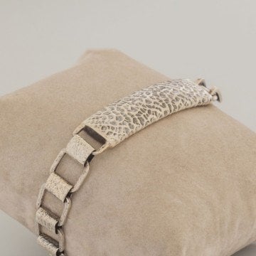 Taşsız Künye Model El İşi Gümüş Bileklik