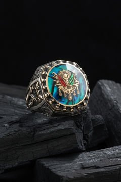 Okyanus Sedefi Devlet Arması Sarmaşık Model Yüzük