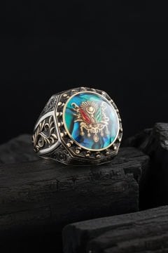 Okyanus Sedefi Devlet Arması Sarmaşık Model Yüzük